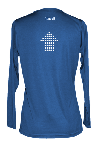 Women's Reflective Long Sleeve - Dotted Arrows - Electric Blue back