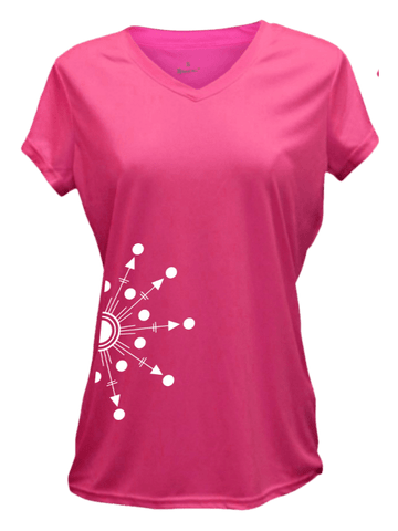 WOMEN'S REFLECTIVE SHORT SLEEVE SHIRT - DIRECTIONS - Front - Neon Pink