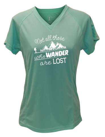 Women's Short Sleeve - Not All Those Who Wander Are Lost - Sea Green - Front