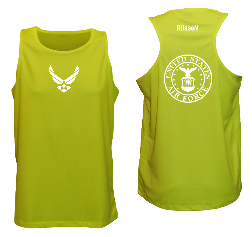 Men's Reflective Tank Top - USAF - Lime Yellow