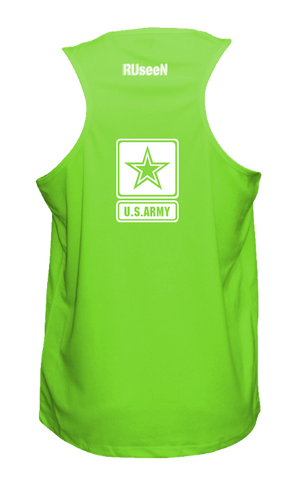 Men's Reflective Tank Top = US Army - Neon Green back