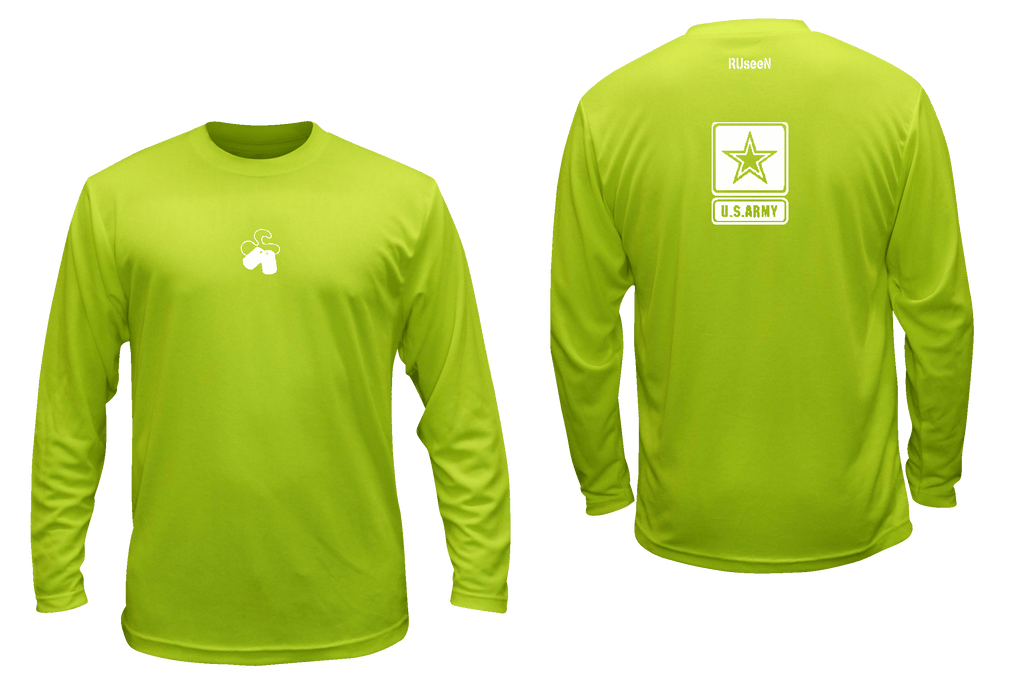 Unisex Reflective Long Sleeve Shirt - US Army - Lime Yellow