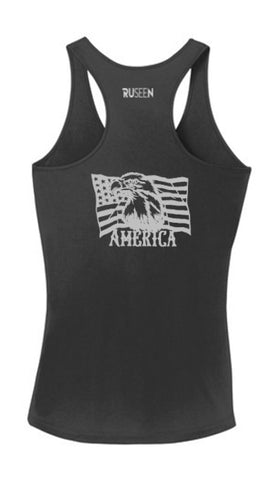 Women's Reflective Tank Top - America - Black back