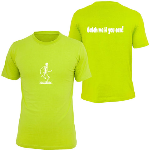 KIDS REFLECTIVE SHORT SLEEVE SHIRT –  CATCH ME IF YOU CAN - Front & Back – Lime Yellow