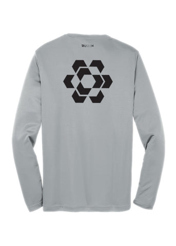 Men's Color Reflect Long Sleeve Shirt - Fractured Hexagon - Silver - Back