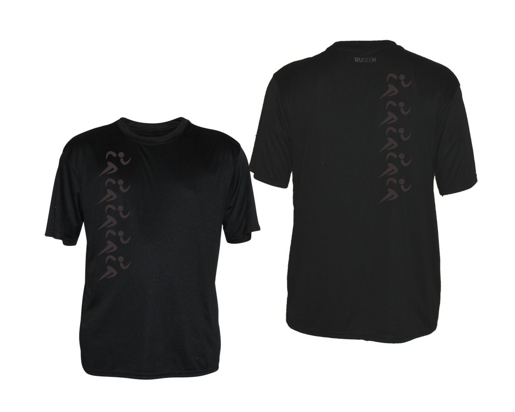Men's Color Reflect Short Sleeve Shirt - 5 Runners - Black - Front & Back