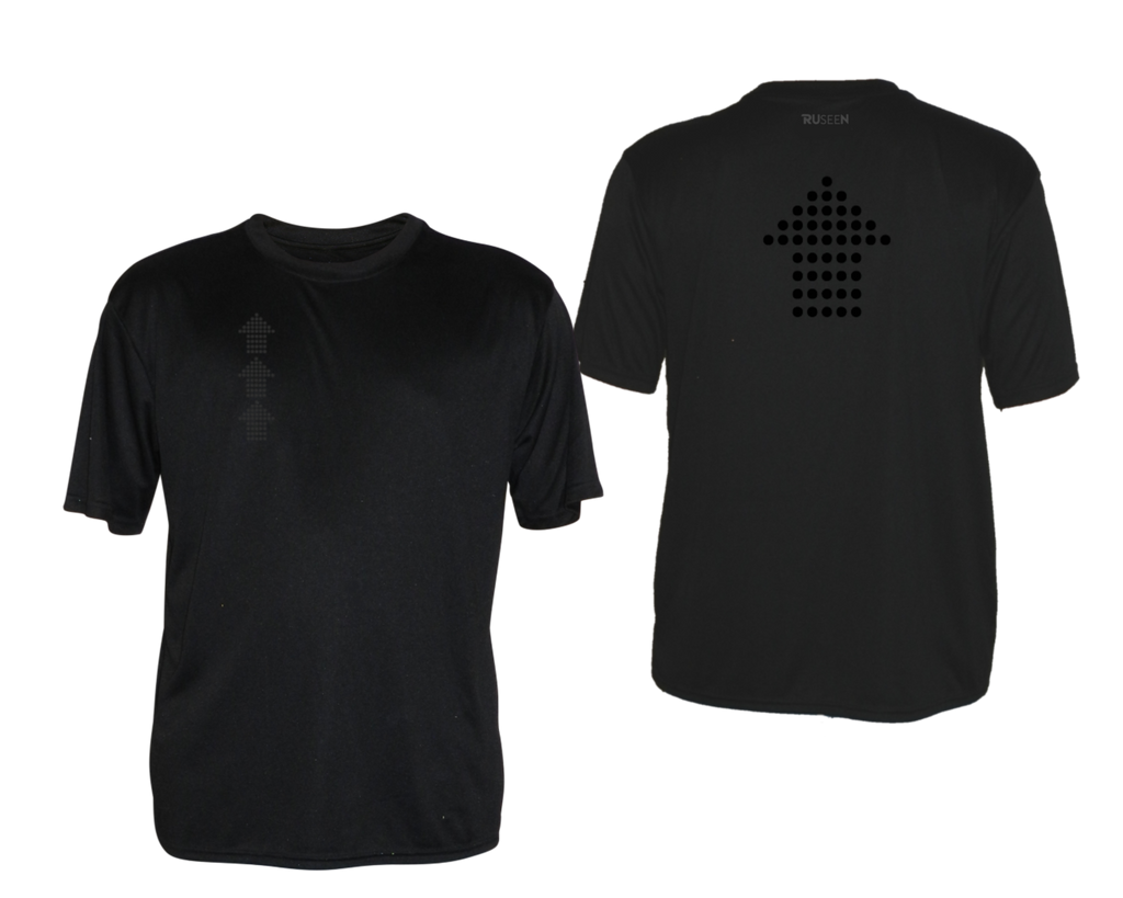 Men's Color Reflect Short Sleeve Shirt - Dotted Arrows - Black - Front & Back