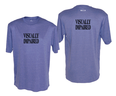 MEN'S SHORT SLEEVE SHIRT - VISUALLY IMPAIRED - BLACK TEXT - Front & Back - Royal Heather