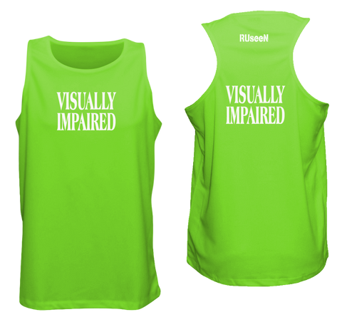 MEN'S REFLECTIVE TANK TOP - VISUALLY IMPAIRED - Front & Back - Neon Green