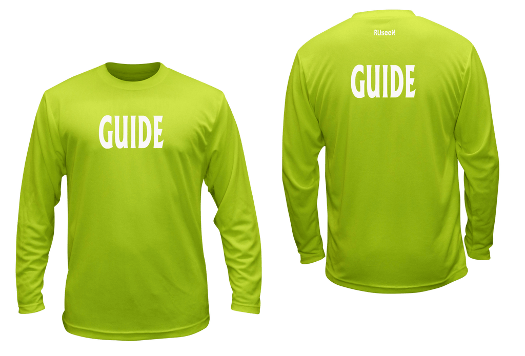 UNISEX REFLECTIVE LONG SLEEVE SHIRT - GUIDE - Front & Back - Lime Yellow