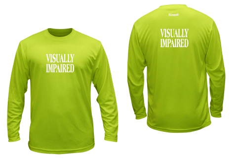 UNISEX REFLECTIVE LONG SLEEVE SHIRT - VISUALLY IMPAIRED - Front & Back - Lime Yellow