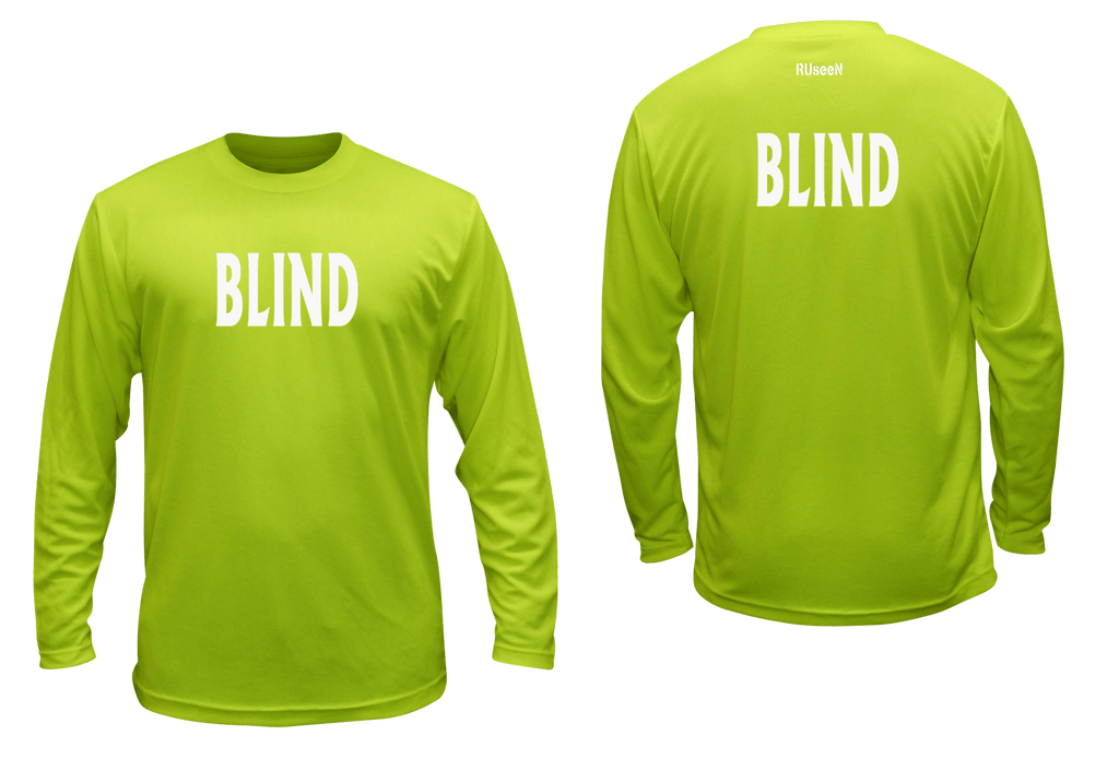 UNISEX REFLECTIVE LONG SLEEVE SHIRT - BLIND - Front & Back - Lime Yellow