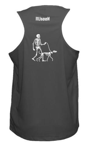 Men's Reflective Tank - Skeleton Walking Skeleton Dog - Back - Black