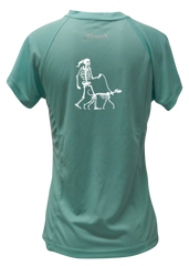 Women's Reflective Short Sleeve Shirt - Skeleton Walking Skeleton Dog
