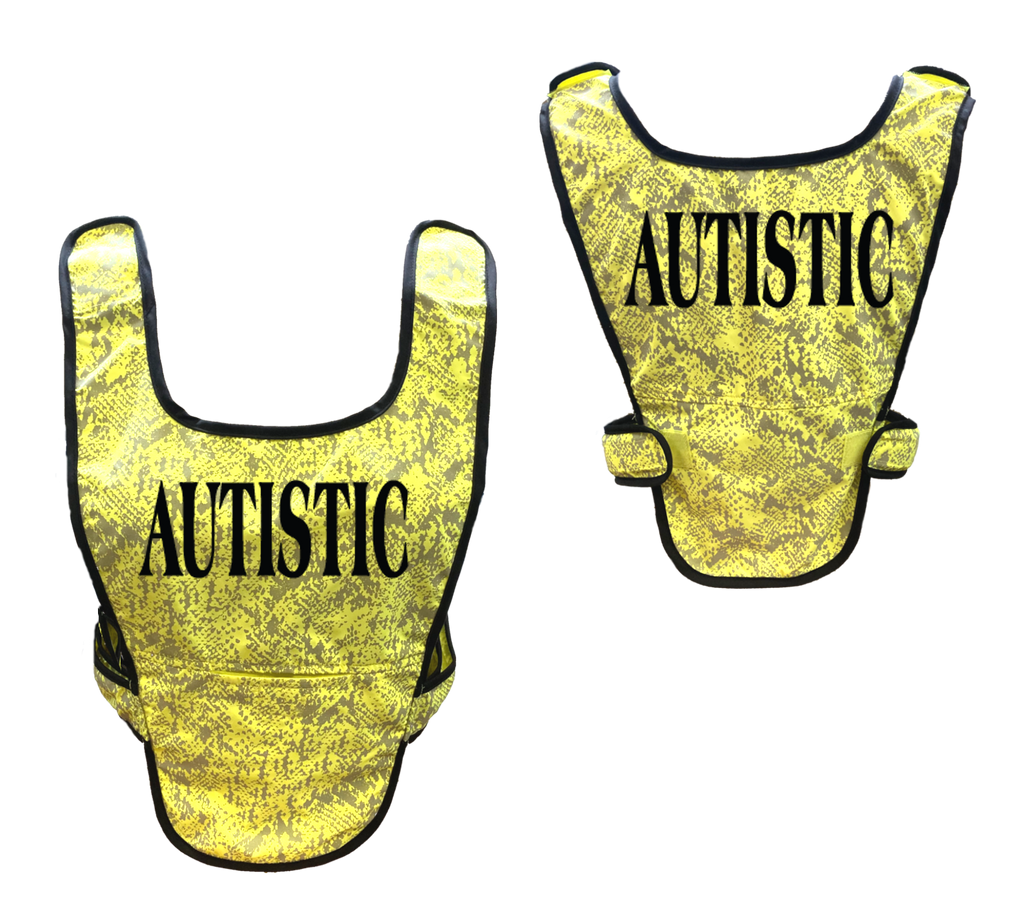 Reflective Running Vest - Autistic - Front & Back - Lime Yellow