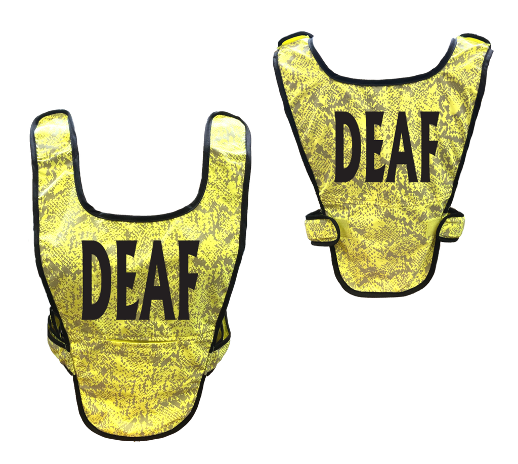 Reflective Running Vest - Deaf - Front & Black - Lime Yellow