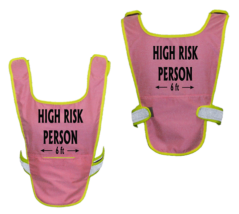 Reflective Running Vest - High Risk Person 6 ft - Neon Pink