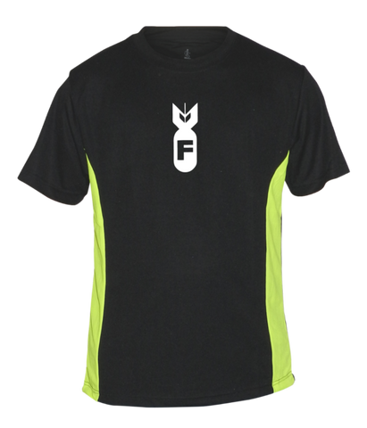 Men's Reflective Short Sleeve Shirt - F Bomb - Front - Black & Lime