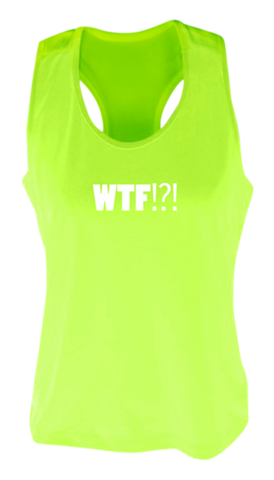 WOMEN'S REFLECTIVE TANK TOP SHIRT –  WHERE'S THE FINISH? - Front - Lime Yellow