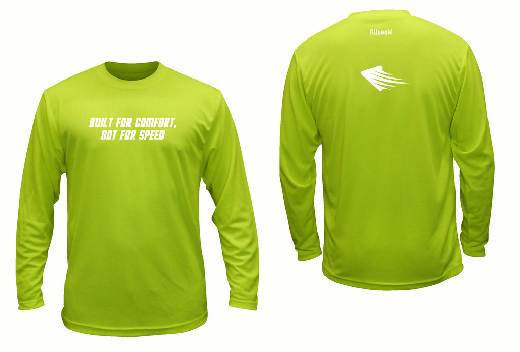 Unisex Reflective Long Sleeve - Comfort Not Speed - Front & Back - Lime Yellow