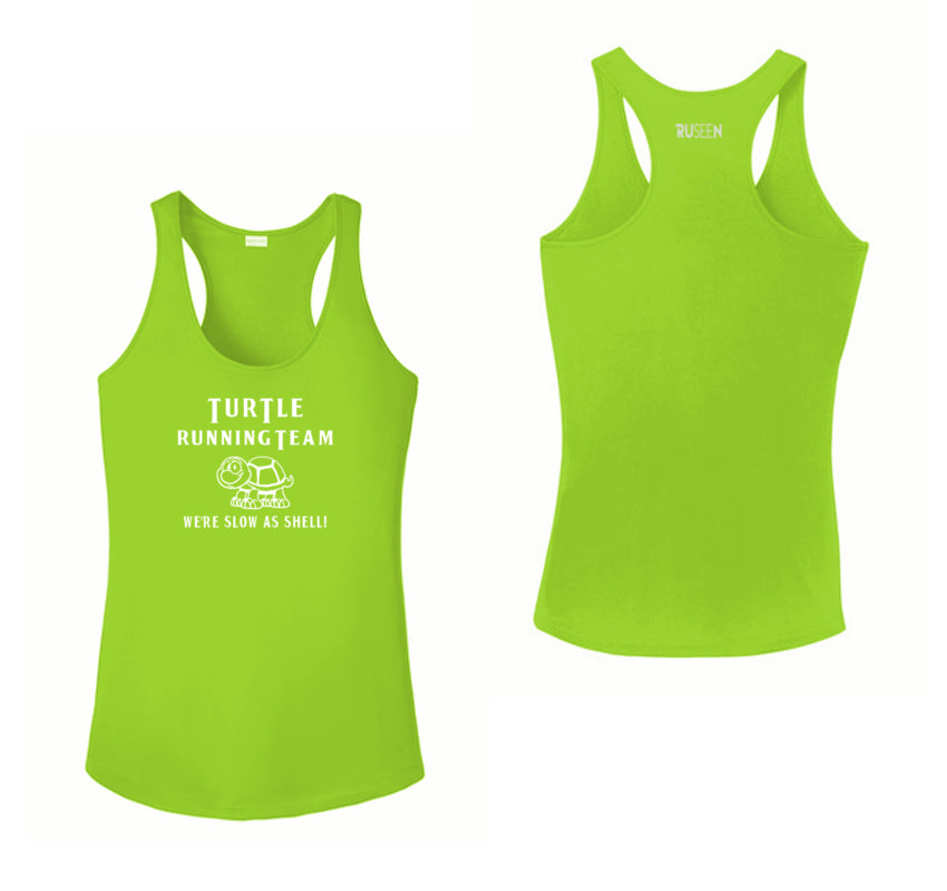 Women's Reflective Tank Top - Turtle Running Team - Lime Green