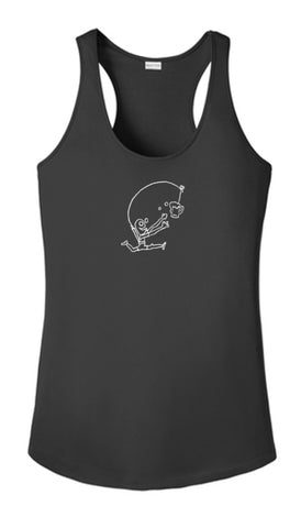 WOMEN'S REFLECTIVE TANK TOP SHIRT –  DRINKER WITH A RUNNING PROBLEM - Front - Black