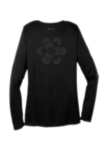 Women's Color Reflect Long Sleeve Shirt - Fractured Hexagon - Black - Back