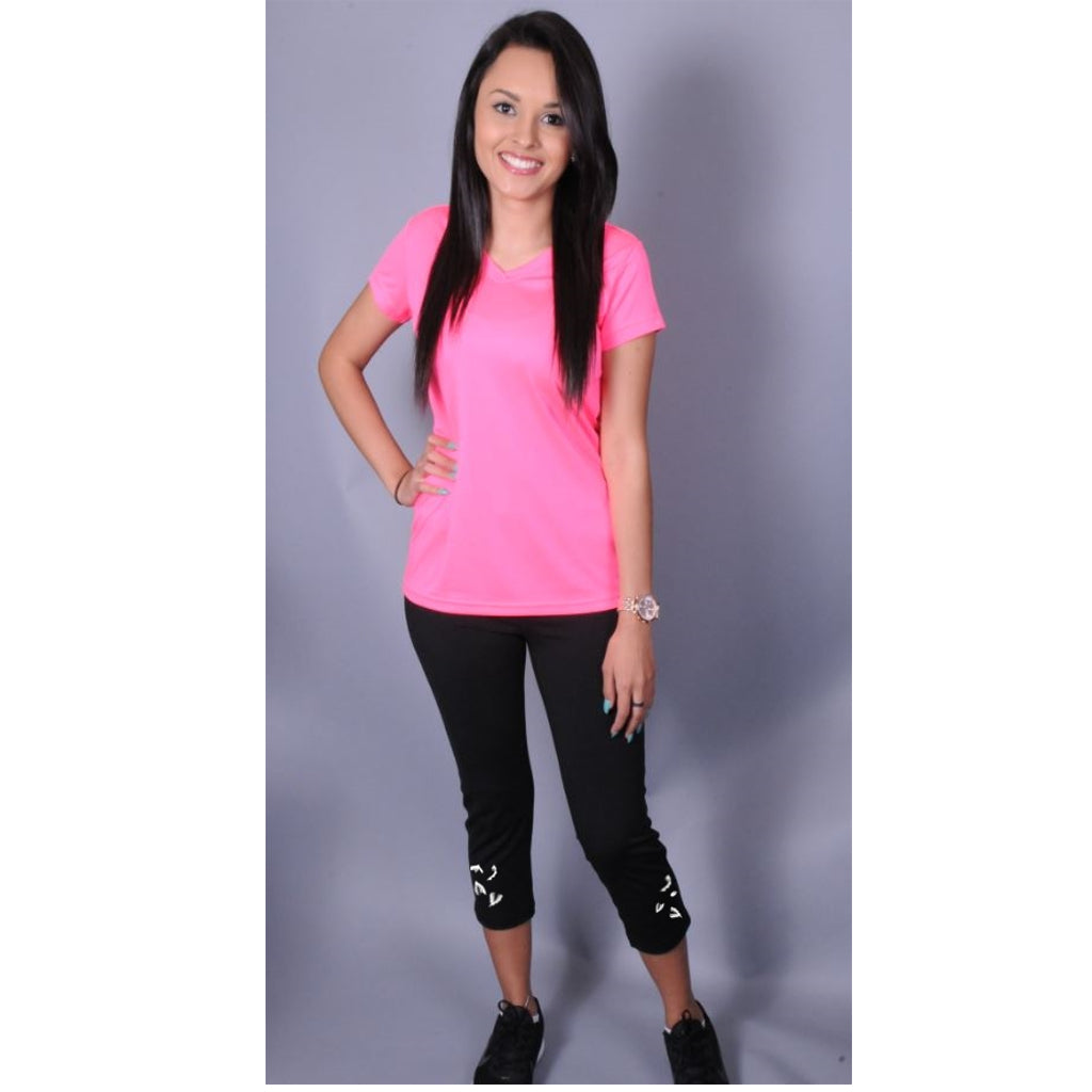 Womens Reflective Autumn Leaves Running Capris - Highly Visible