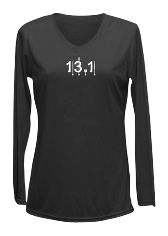 Women's Reflective Long Sleeve - New 13.1 Half Crazy is Still Crazy - Front - Black