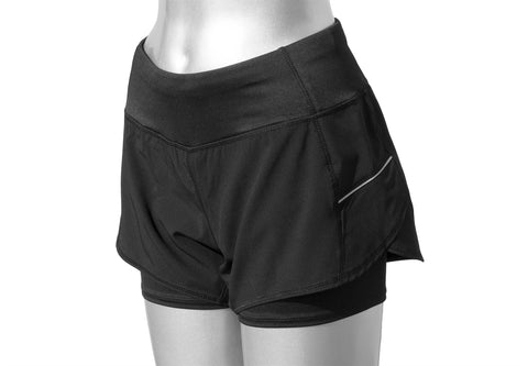 WOMEN'S REFLECTIVE SHORTS - 2-in-1 Shorts – Black - Front
