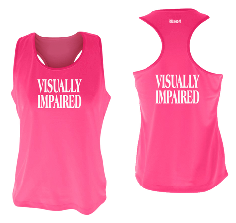 WOMEN'S REFLECTIVE TANK TOP – VISUALLY IMPAIRED - Front & Back – Neon Pink