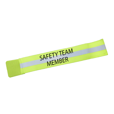 UNISEX REFLECTIVE ELASTIC ARM BAND –  SAFETY TEAM MEMBER – Lime Yellow