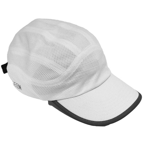 Reflective Hat - White - Mesh Runner Cap - Angled View