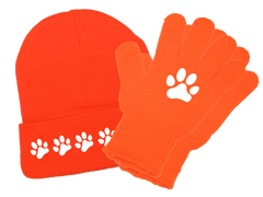Reflective Knit Beanie & Gloves Combo - Paw Prints