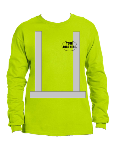 ANSI Reflective Class 3 Long Sleeve Shirt with Logo - Lime Yellow - Front