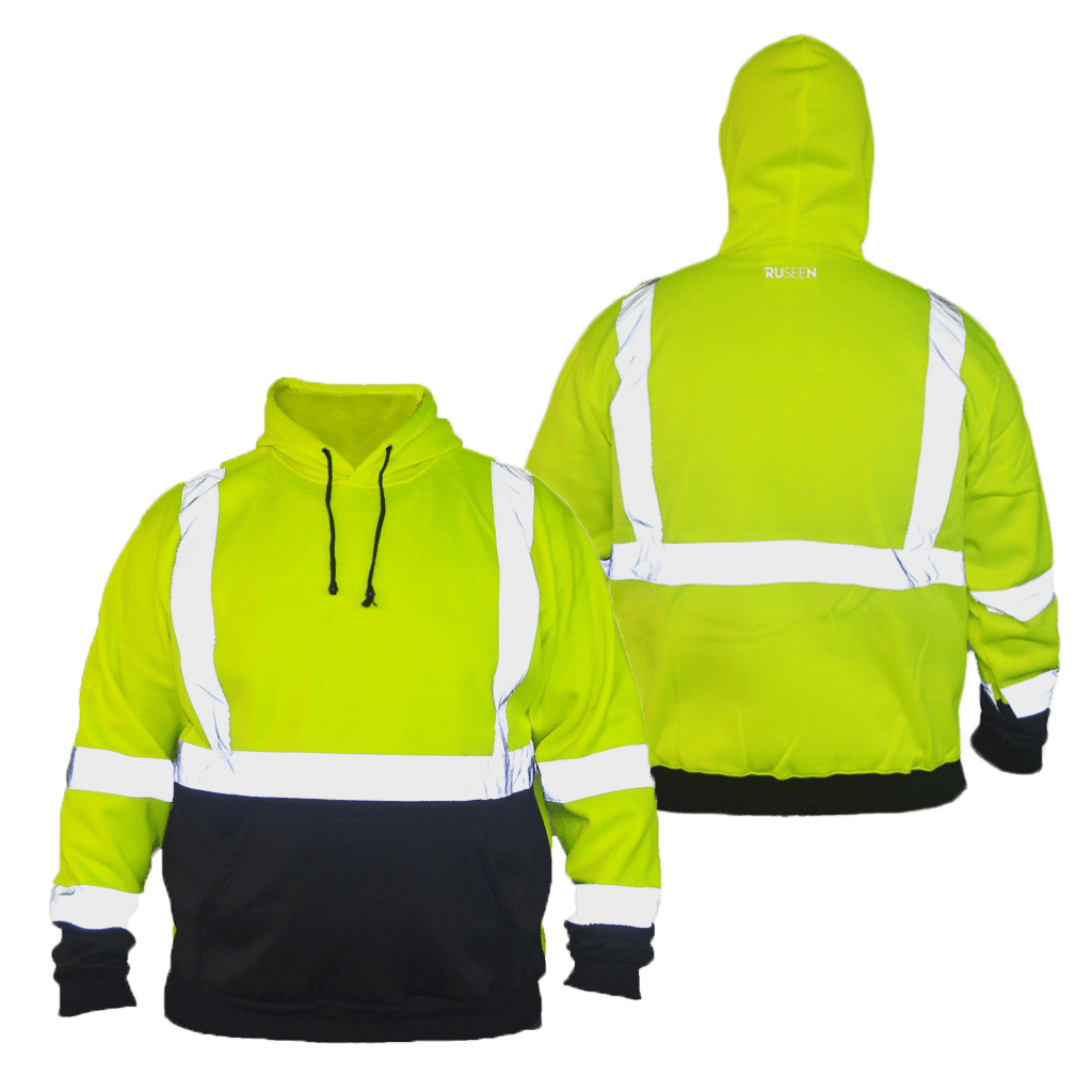 Class 3 ANSI 2-Tone Reflective Hoodie - Front & Back - Safety Yellow