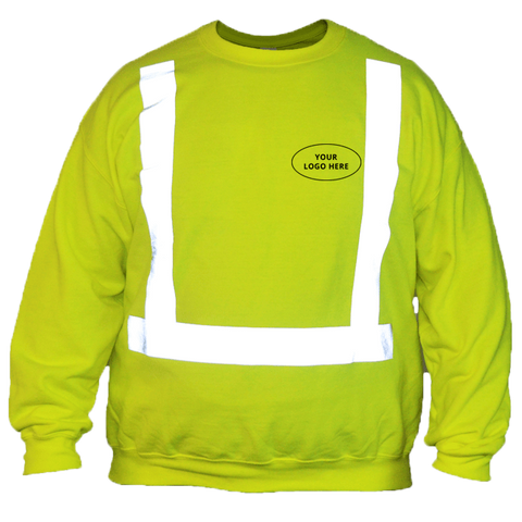 ANSI Reflective Sweatshirt with Custom Logo - Front - Safety Yellow