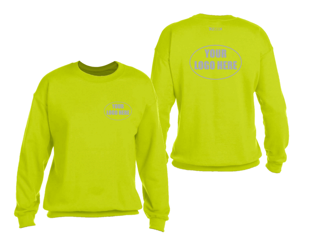 High Visibility Reflective Sweatshirt With Custom Logo - Front & Back - Safety Yellow