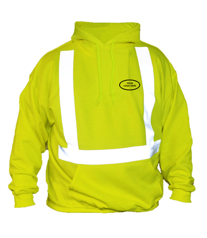 ANSI Reflective Hoodie with Logo - Front - Safety Yellow