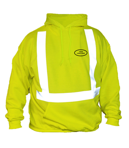 ANSI Reflective Hoodie with Logo - Front - Safety Yellow