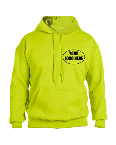 High Visibility Graphic Hoodie Sweatshirt Custom - Front - Safety Yellow