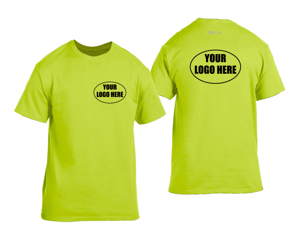 High Visibility Short Sleeve Graphic Shirt With Custom Logo - Front & Back - Safety Yellow
