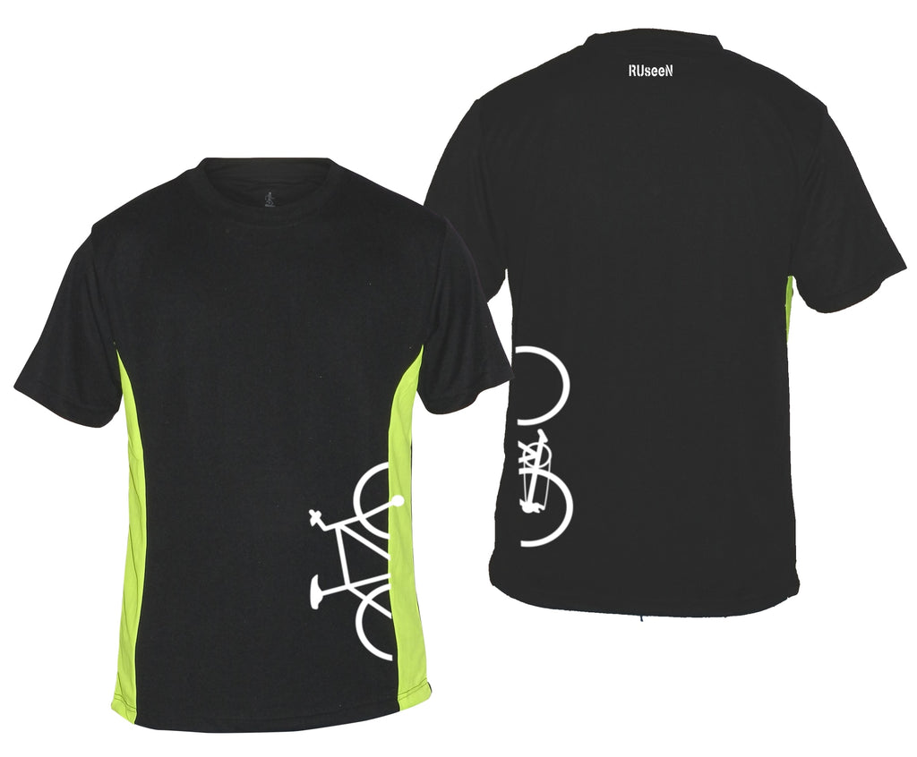 Men's Reflective Short Sleeve Shirt - Broken Bike - Black w/ Lime Sides