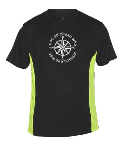 Men's Reflective Short Sleeve Shirt - Compass - Black w/ Lime Sides