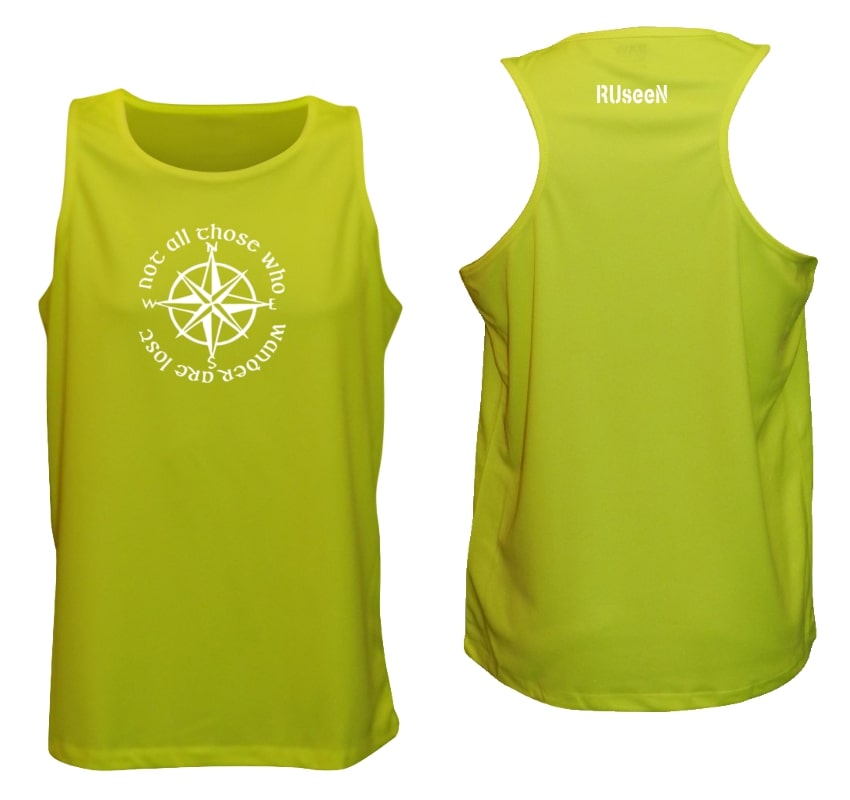 Men's Reflective Tank Top - Compass - Lime Yellow