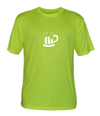 Men's Reflective Short Sleeve Shirt - Will Run for Beer - Front - Lime Yellow
