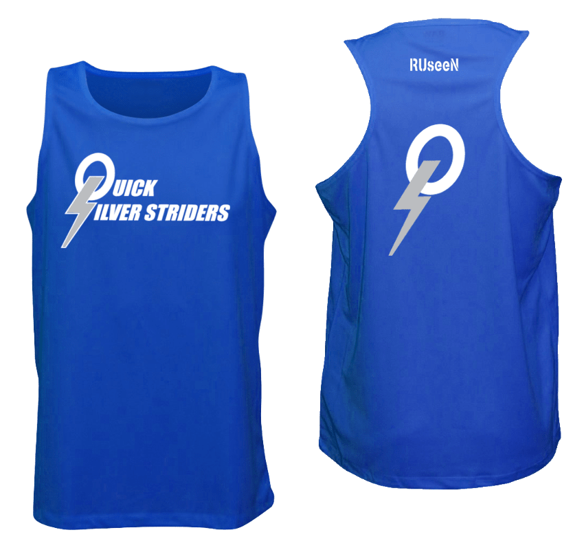 Men's Reflective Tank Top - Quicksilver Striders - Front & Back - Royal Blue