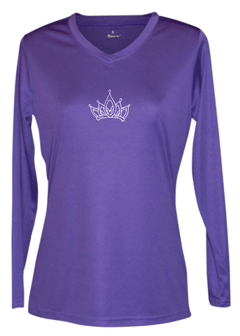 Women's Reflective Long Sleeve Shirt - Sparkle - Front - Dark Purple