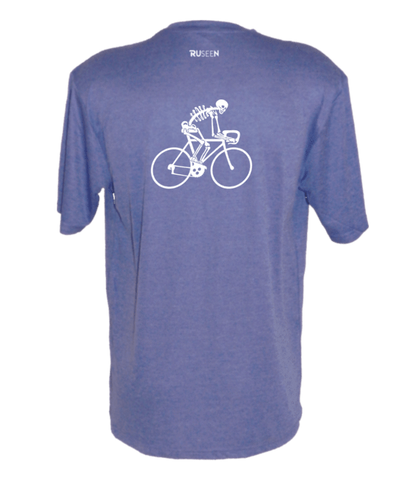 Men's Reflective Short Sleeve Shirt - Male Road Bike Skeleton - Back - Royal Heather
