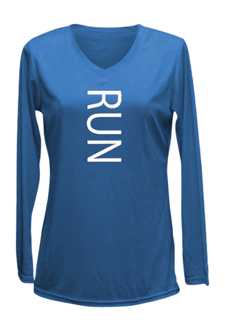 Women's Reflective Long Sleeve Shirt - RUN - Front - Electric Blue